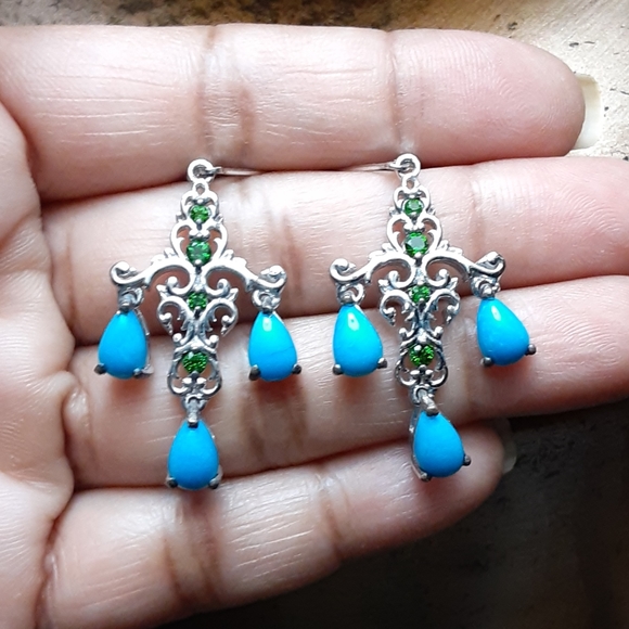 CLOSEOUT, 925 Sleeping Beauty Turquoise & Russian Diopside. FIRM. - Picture 4 of 9